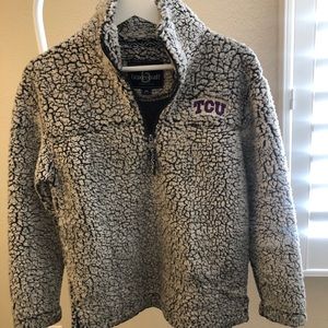 TCU Grey Sherpa Pullover